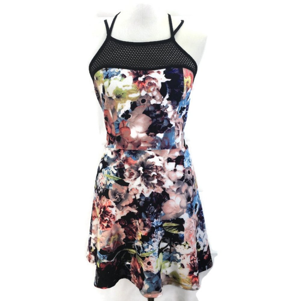 MATERIAL GIRL Floral Fit & Flare Dress X'd Back